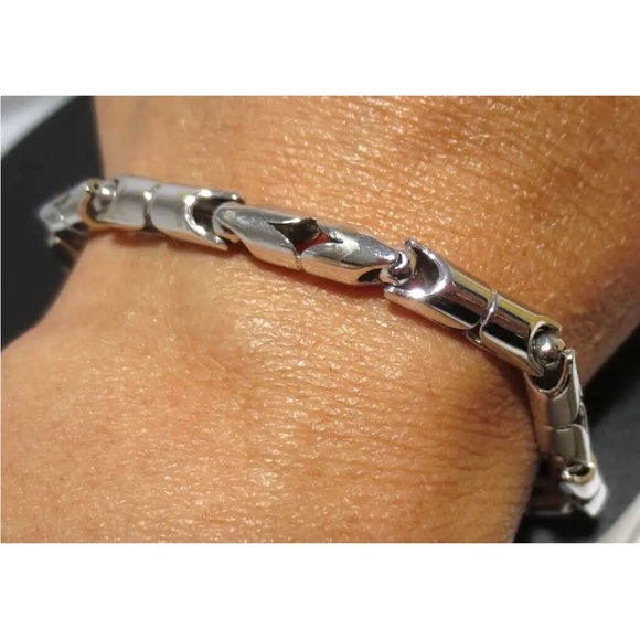 14K WHITE SOLID GOLD unique Turkish style rope unisex LINK BRACELET - Picture 4 of 5